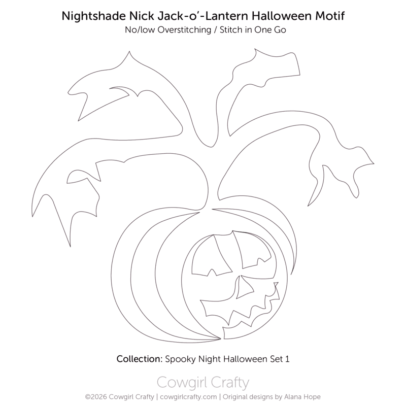 Nightshade Nick Jack-o'-Lantern Halloween Pumpkin | Longarm Digital Quilting Pattern