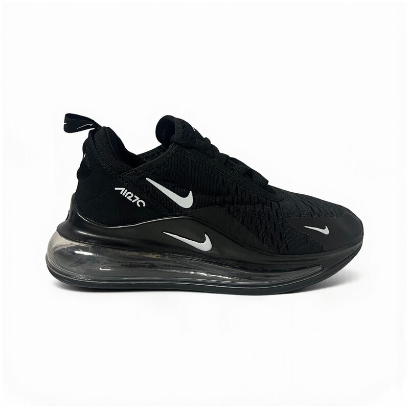 Nike Air Max 720 Negro con detalles blancos.