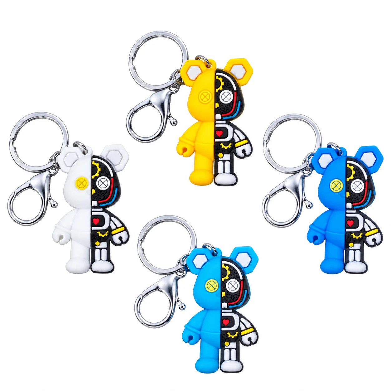 Cartoon Mechanical Bear Silicone Keychains