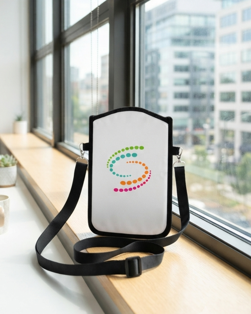 Personalized Novella Collection neoprene smartphone tote with adjustable crossbody strap