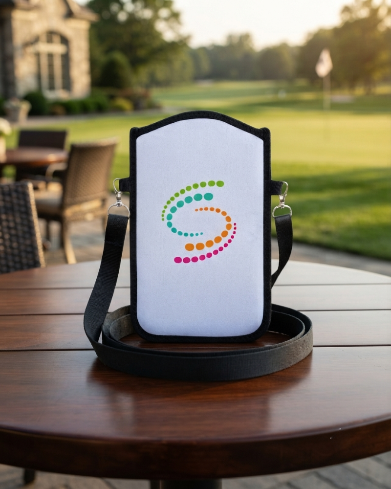 Personalized Novella Collection neoprene smartphone tote with adjustable crossbody strap