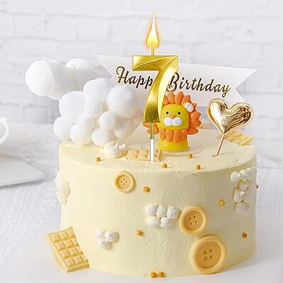 Number - 7 Gold Candle for Birthday or Anniversary Celebration