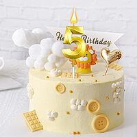 Number - 5 Gold Candle for Birthday or Anniversary Celebration