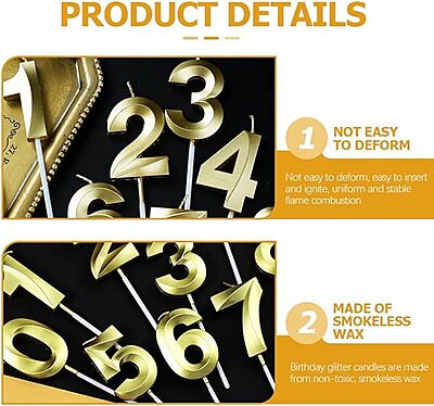 Number - 7 Gold Candle for Birthday or Anniversary Celebration