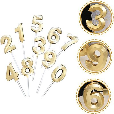 Number - 5 Gold Candle for Birthday or Anniversary Celebration