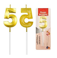 Number - 5 Gold Candle for Birthday or Anniversary Celebration