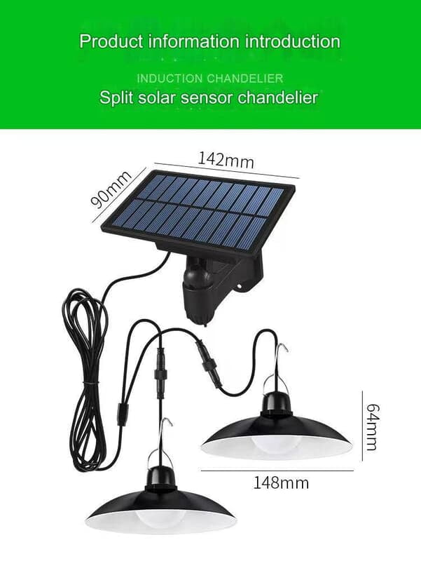OUTDOOR/INDOOR SOLAR POWER STORAGE WITH TWO CHANDELIER WATER PROOF LIGHTS WITH SOLAR PANEL