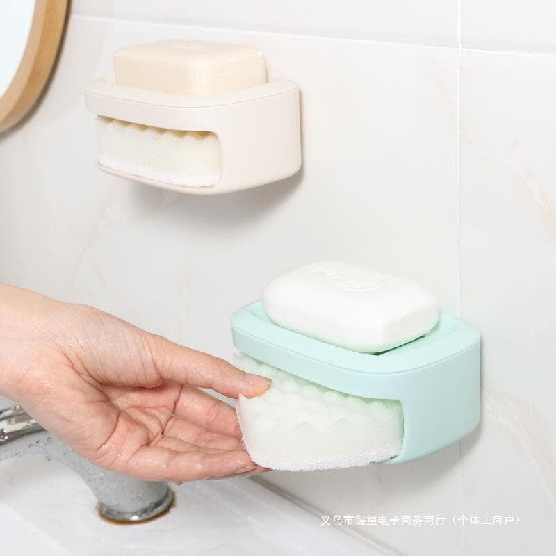 WALL ADHESIVE SOAP AND SPONGE STORAGE