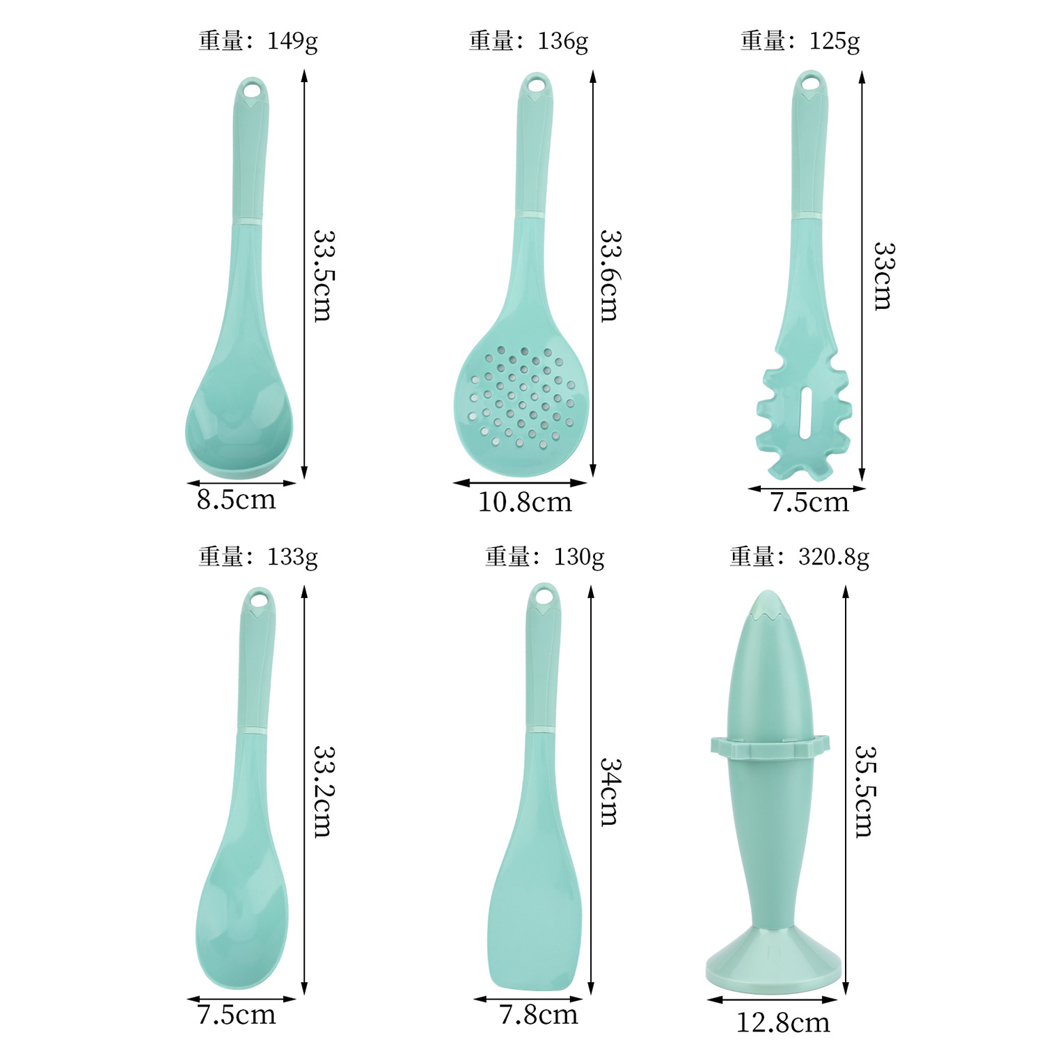 6 PIECES SILICONE COOKING SPOON SET