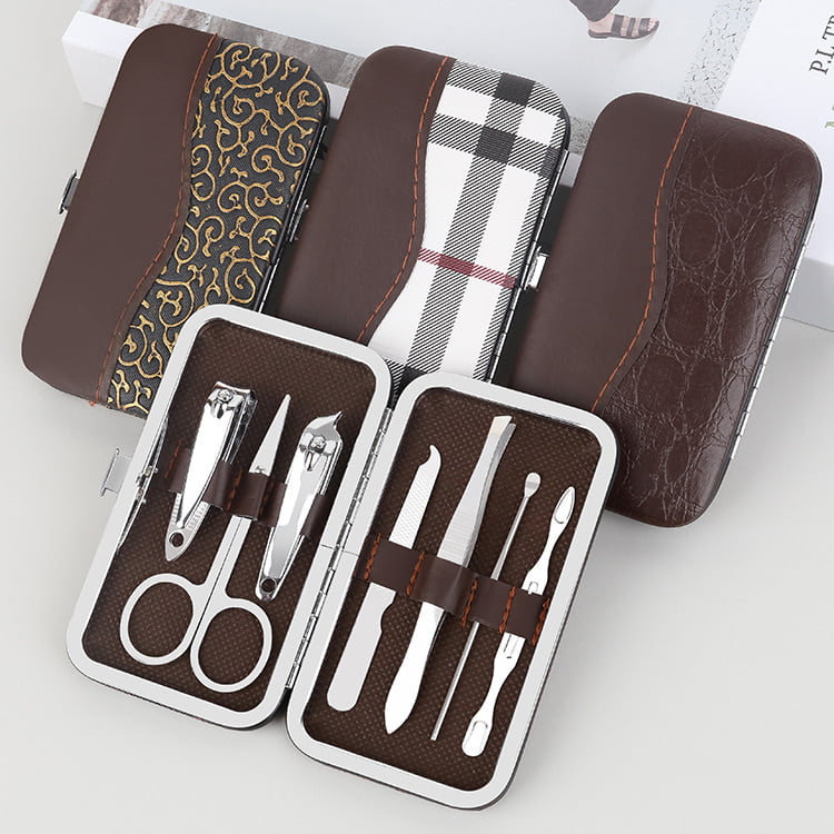7 PCS SOUVENIR IEDA LEATHER BOX NAIL CARE SET MANICURE SET