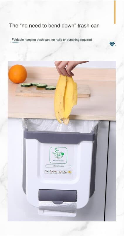 FOLDABLE KITCHEN TRASH CAN CABINET DOOR WALL MOUNTED TRASH CAN WITH TRASH BAG DISPENSER