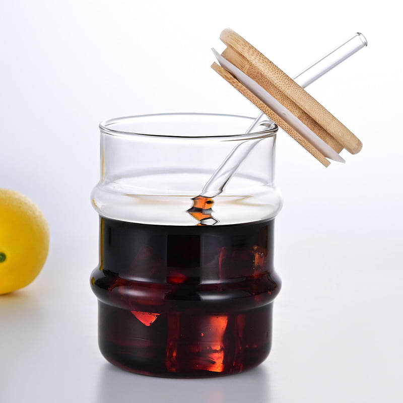 450ML NOVELTY GLASS STRAW CUP COFFEE CUP TEA CUP