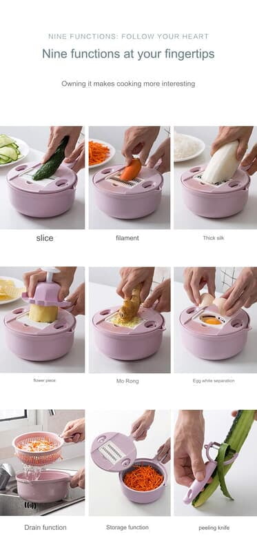 12 PIECES FRUITS VEGETABLES SLICER CUTTER SHREDDER