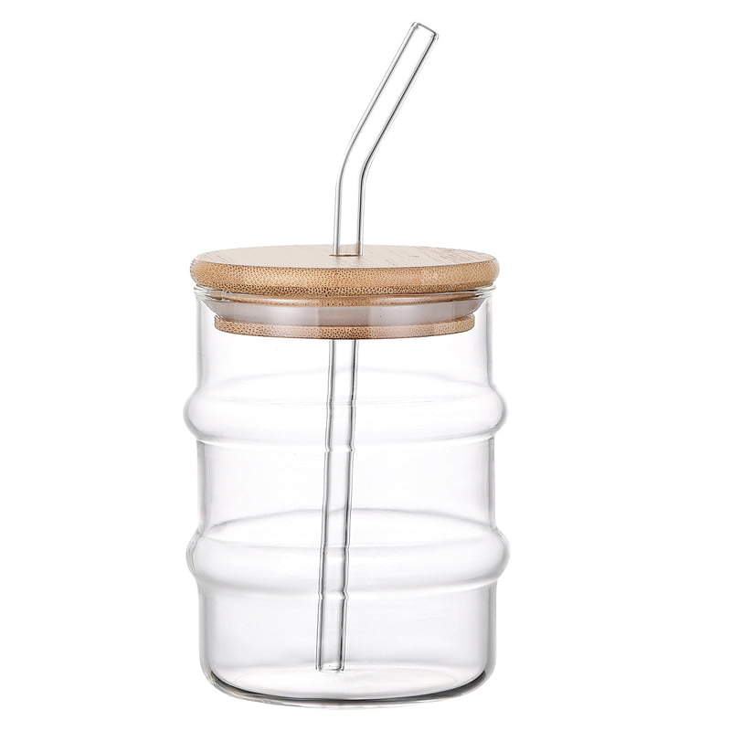 450ML NOVELTY GLASS STRAW CUP COFFEE CUP TEA CUP