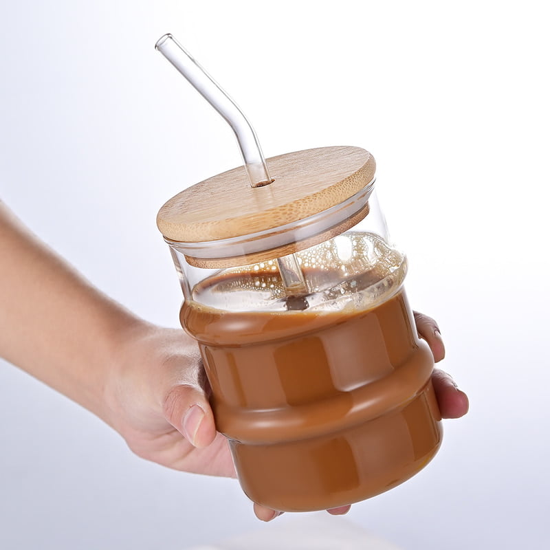 450ML NOVELTY GLASS STRAW CUP COFFEE CUP TEA CUP