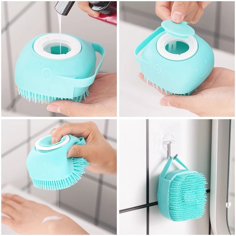 SILICON BATHING & MASSAGE SPONGE WITH AUTOMATIC SOAP DISPENSER