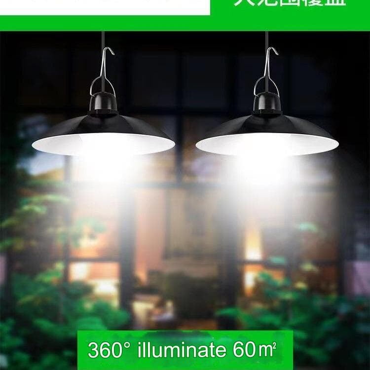 OUTDOOR/INDOOR SOLAR POWER STORAGE WITH TWO CHANDELIER WATER PROOF LIGHTS WITH SOLAR PANEL