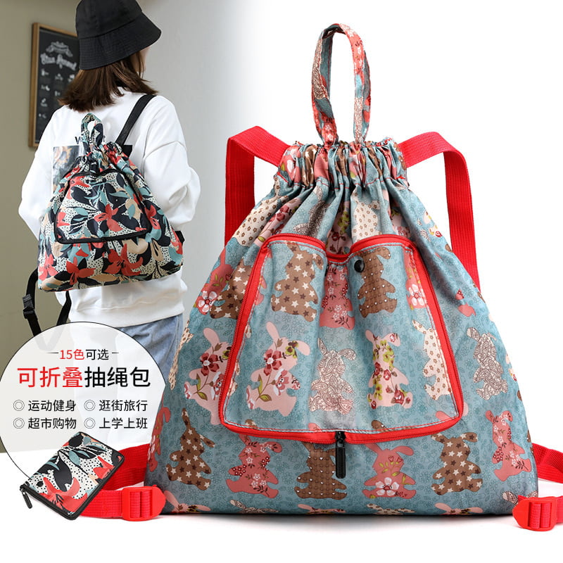 FOLDABLE FLORAL PRINTS BACK BAG FLORAL NAP SACK