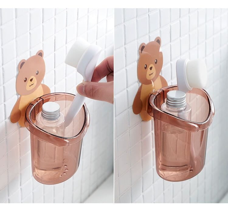 DRAIN BEAR BATHROOM STORAGE RACK FOR TOOTH PASTE , BRUSH AND TOILETRIES