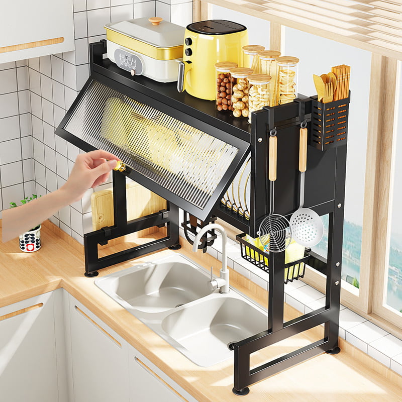OVER THE SINK COUNTER TOP DISH RACK PLATE DRAINER  PLATE RACK DISH RACK WITH UTENSILS RACKS - 80CM