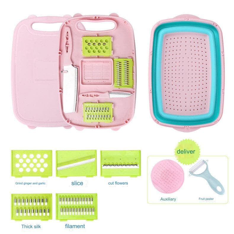 MULTIFUNCTIONAL CHOPPING BOARD WITH ACCESSORIES FRUIT VEGETABLE SLICER CHOPPER