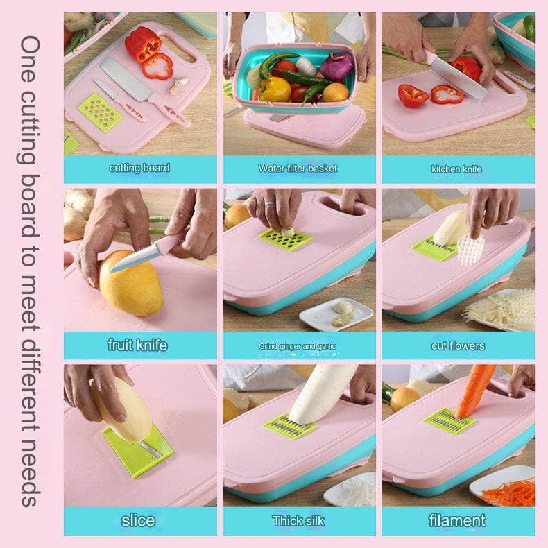 MULTIFUNCTIONAL CHOPPING BOARD WITH ACCESSORIES FRUIT VEGETABLE SLICER CHOPPER