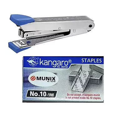 Kangaro mini No.10 Stapler with 6 Packets Munix Staple Pin No,10 1M
