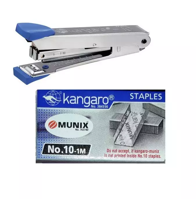 Kangaro mini No.10 Stapler with 6 Packets Munix Staple Pin No,10 1M