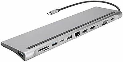 11 in 1 USB-C Multiport Docking Station for Apple Macbook Pro/Air & Type-C Compatible Devices Grey 11 in 1 USB-C Multiport Docking Station for Apple Macbook Pro/Air & Type-C Compatible Devices Grey