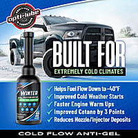 OPTI-LUBE WINTER ANTI-GEL DIESEL FUEL ADDITIVE - 4 Pack of 8oz Long Neck Bottles, Treats Up To 32 Gallons Per 8oz Bottle OPTI-LUBE WINTER ANTI-GEL DIESEL FUEL ADDITIVE - 4 Pack of 8oz Long Neck Bottles, Treats Up To 32 Gallons Per 8oz Bottle