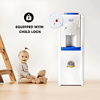 Durable Atlantis One water cooler standing on a hardwood floor showcasing its slim profile. Durable Atlantis One water cooler standing on a hardwood floor showcasing its slim profile.