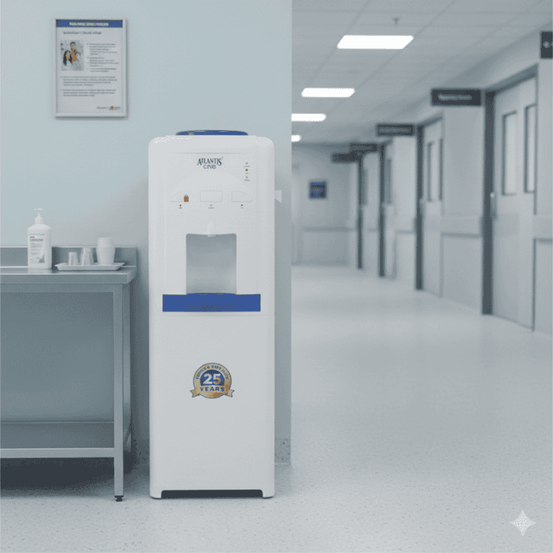 Ergonomic Atlantis One water dispenser featuring a removable drip tray and sturdy base.