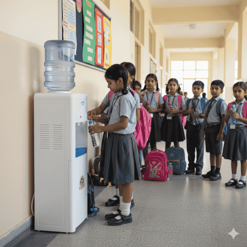 Atlantis One water cooler showing the dual dispense nozzles for ambient and chilled water.