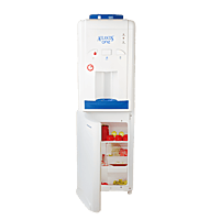 Front view of the Atlantis One floor standing water dispenser with three easy-to-use push taps.