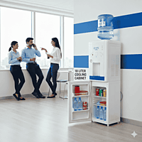 Modern Atlantis One HCN water dispenser showing the hot water safety lock and drip tray.