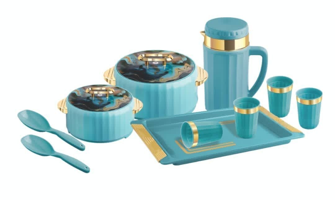 ORION 10 PIECES SET OF FOOD WARMERS, JUG, CUPS AND SPOONS