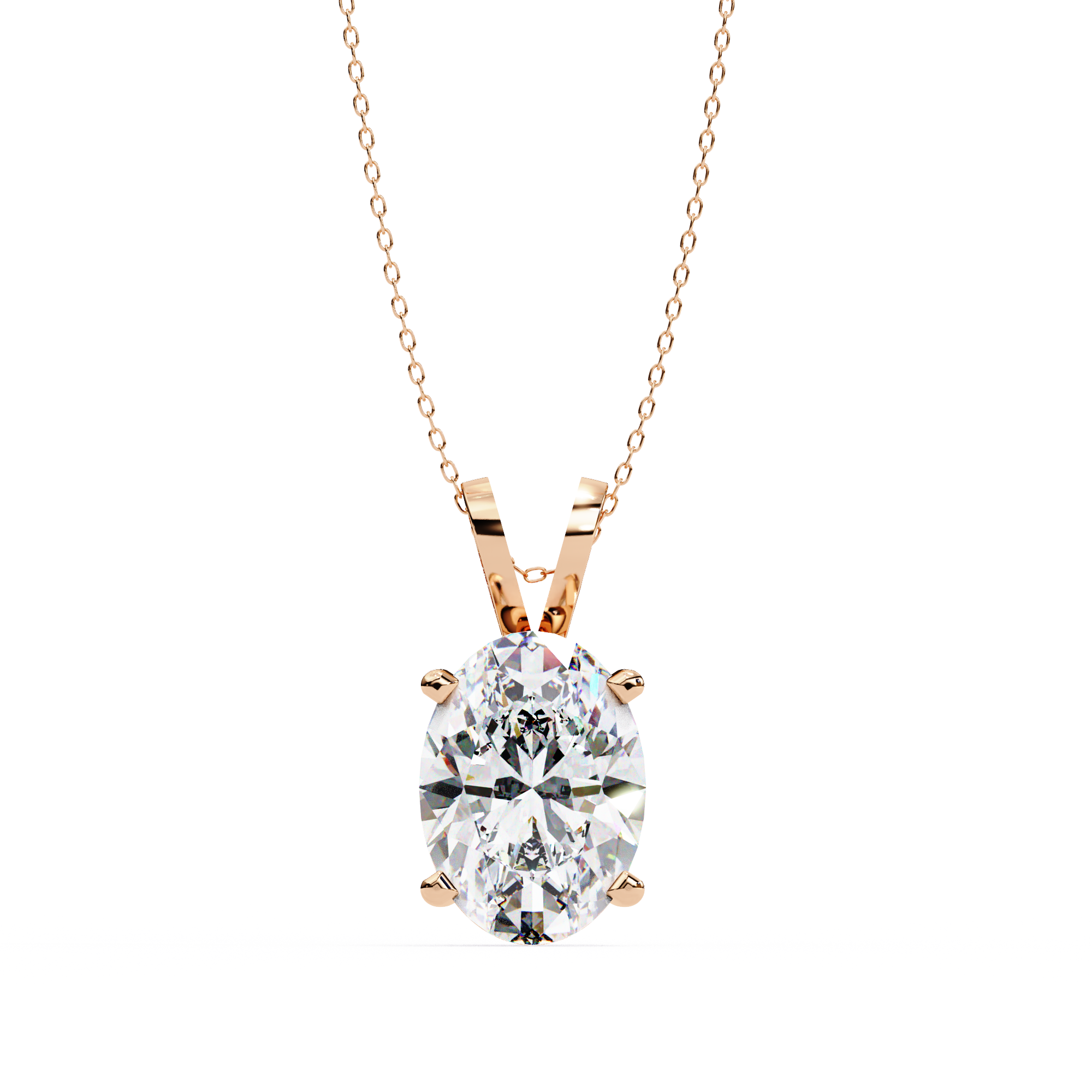 Oval Diamond Solitaire Necklace