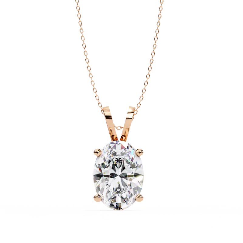 Oval Diamond Solitaire Necklace