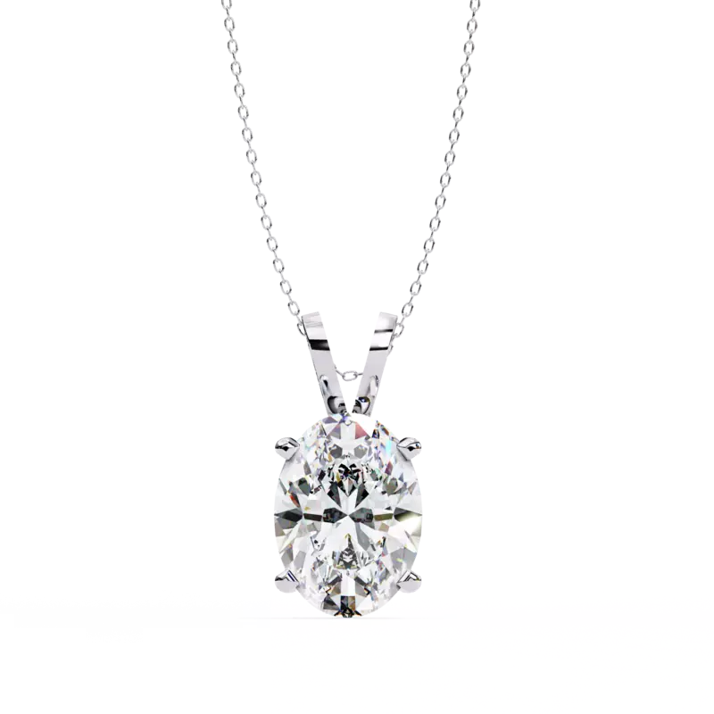 Oval Diamond Solitaire Necklace
