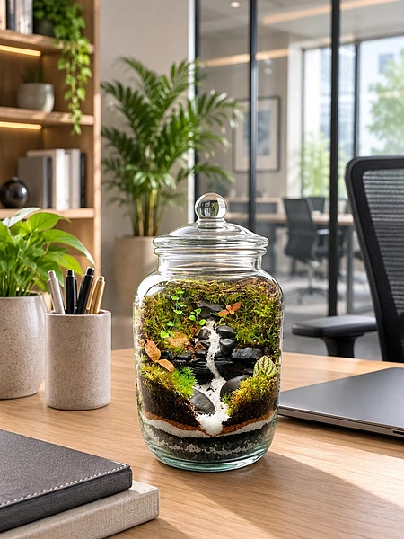 Zen Stream Moss Terrarium – Premium Closed Glass Garden