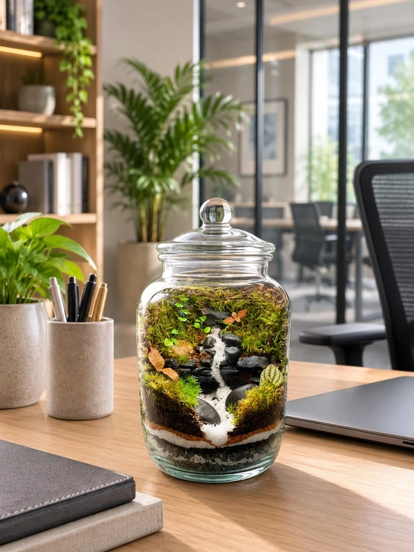 Zen Stream Moss Terrarium – Premium Closed Glass Garden