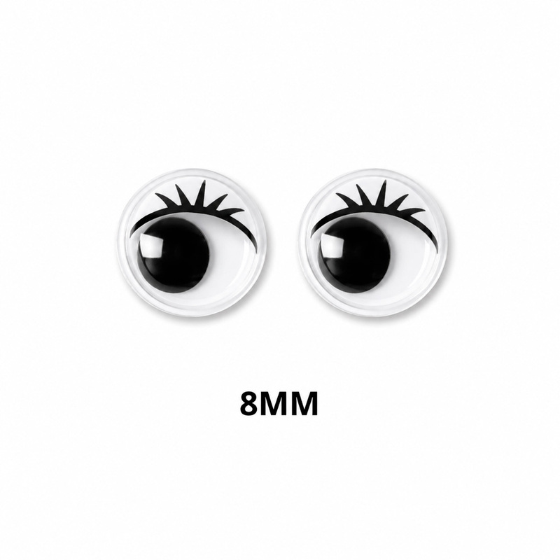 Ojos Movibles Con Pestaña 8 Mm Paquete X 1000 Unidades