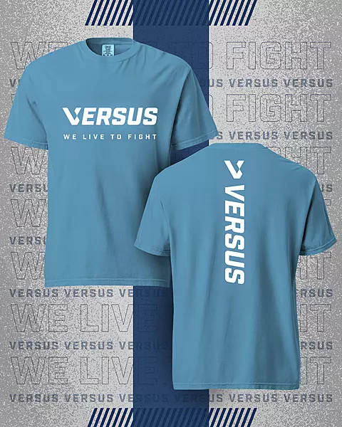 Full Logo Slogan T-Shirt – Denim / White