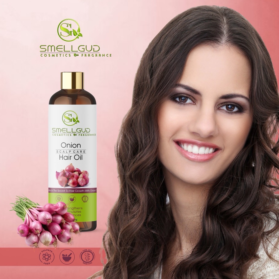 Smellgud Cosmetics Ayurvedic Red Onion Hair Oil with Black Seed Hair Nourishment for Men & Women - Onion Oil for Hair Growth & Hair Fall 100 Ml