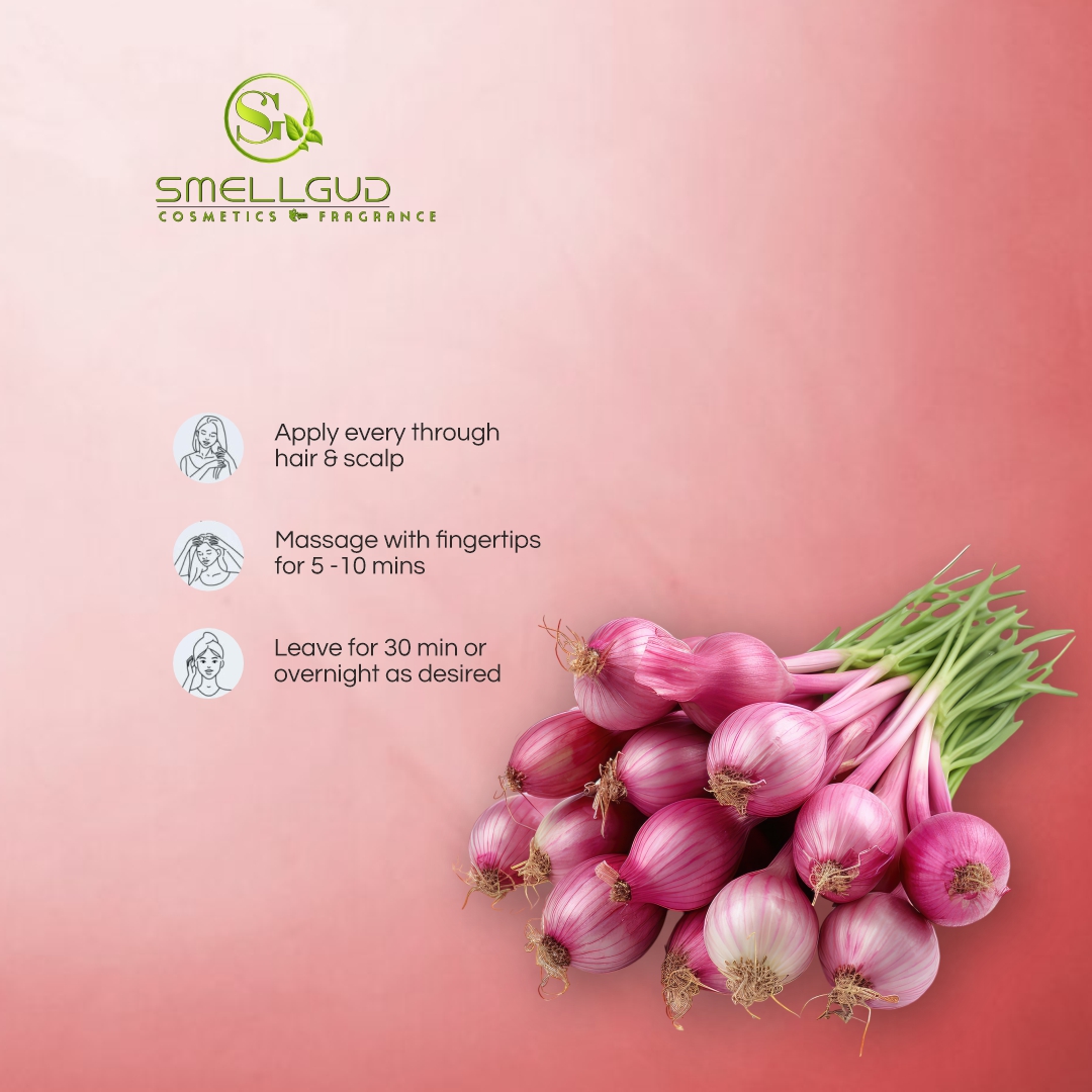 Smellgud Cosmetics Ayurvedic Red Onion Hair Oil with Black Seed Hair Nourishment for Men & Women - Onion Oil for Hair Growth & Hair Fall 100 Ml