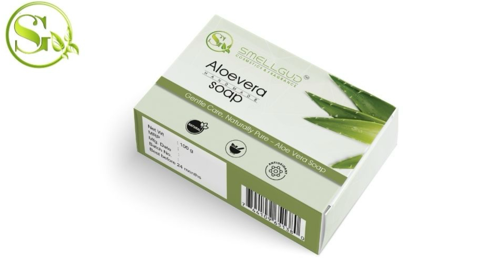 Smellgud cosmetics Natural Aloe Vera Soap|Natural Handmade Soap | Herbal Bathing Soap For Healthy Skin|Natural Soap With Essential Oils|Soap For Soft Skin|Suitable For All Skin
