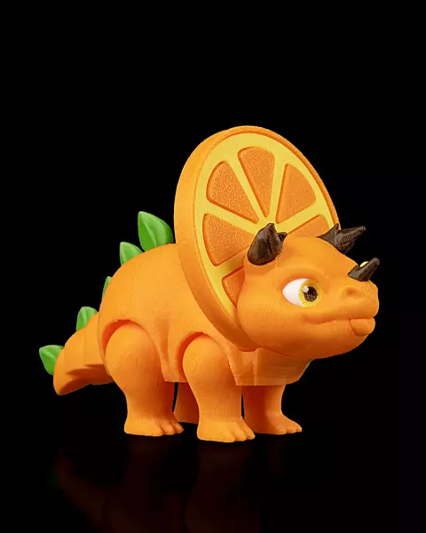 Orange Sliceratops- 3D Printed Toy