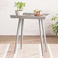 Modern Tray Top End Table | Chic Grey Side Table with Tapered Legs
