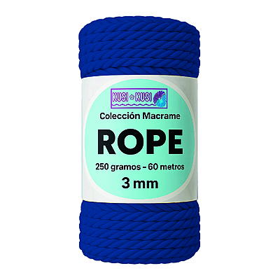 Macrame Rope 3Mm 601 Azul Rey Paquete X 4 Ovillos X 250Gramos