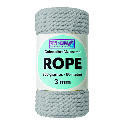 Macrame Rope 3Mm 106 Gris Claro Paquete X 4 Ovillos X 250Gramos